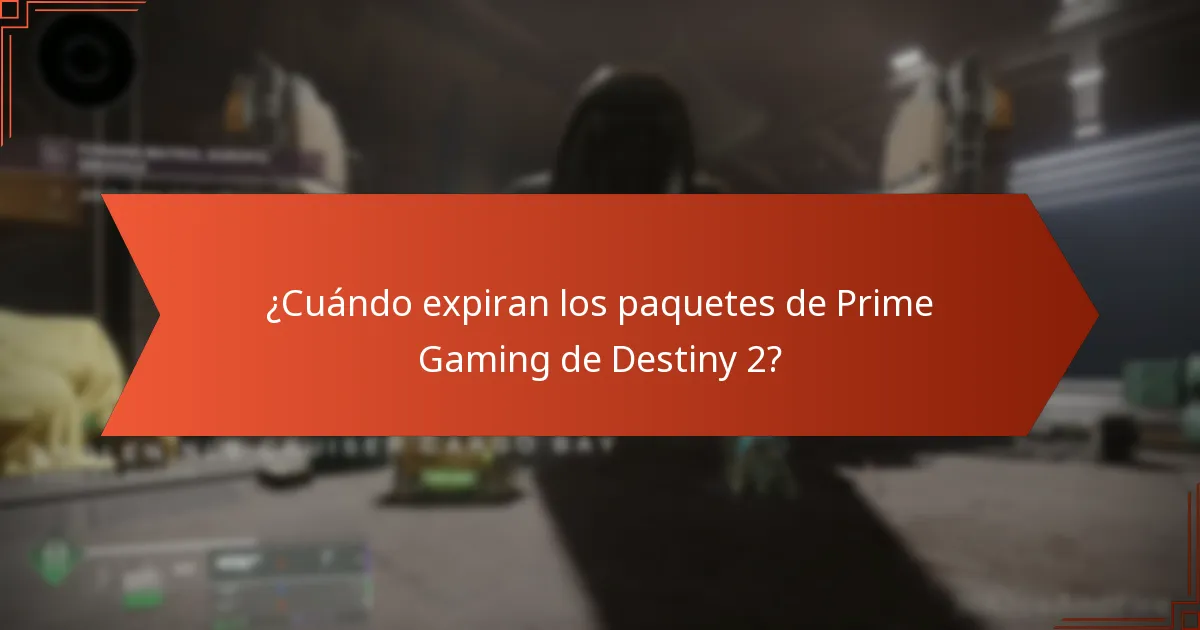 ¿Cuándo expiran los paquetes de Prime Gaming de Destiny 2?